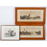 Possibly U B Hart, Pair of coastal scenes, etchings, signed in pencil, plate size,