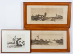 Possibly U B Hart, Pair of coastal scenes, etchings, signed in pencil, plate size,