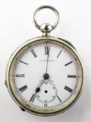 An open face pocket watch. Circular white dial with roman numerals; signed W. Veal, Bath.