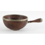 A silver plate mounted turned sycamore handled bowl,