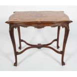 A Victorian style walnut and inlaid occasional table, of shaped rectangular form,