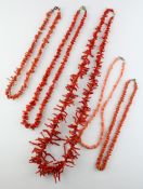 A collection of necklaces and bracelets of branch coral design.