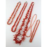 A collection of necklaces and bracelets of branch coral design.