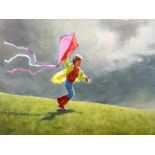 David Cobley, 20th century, Child with Kite (1), oil on canvas, signed lower right,