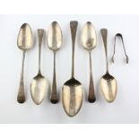 Five Georgian silver dessert spoons by Richard Crossley,
