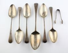 Five Georgian silver dessert spoons by Richard Crossley,