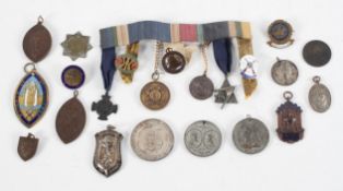 A group of medals and coins