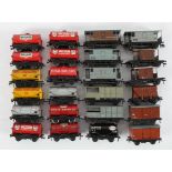 A collection of Hornby Dublo wagons, including Mobil, Shell, Esso, Vacuum and Royal Daylight Tanks,