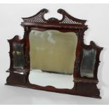 A Victorian mahogany overmantel mirror,