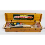 A boxed Jacques of London croquet set, the pine box marked for Elizabeth II Golden Jubilee,