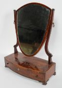 A George III mahogany and line inlaid toilet mirror,