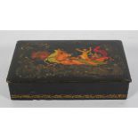 A Russian lacquered box and cover, dated 1972,