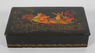 A Russian lacquered box and cover, dated 1972,