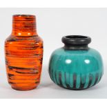 Two 1960's West German pottery vintage vases,