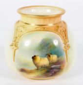 A Royal Worcester vase, date code 1913, shape H175, signed E Barker,