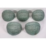 A set of five glass shard wall lights, 1970's, each of quarter spherical form,