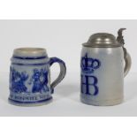 Two German salt glaze stoneware tankards, late 19th century,