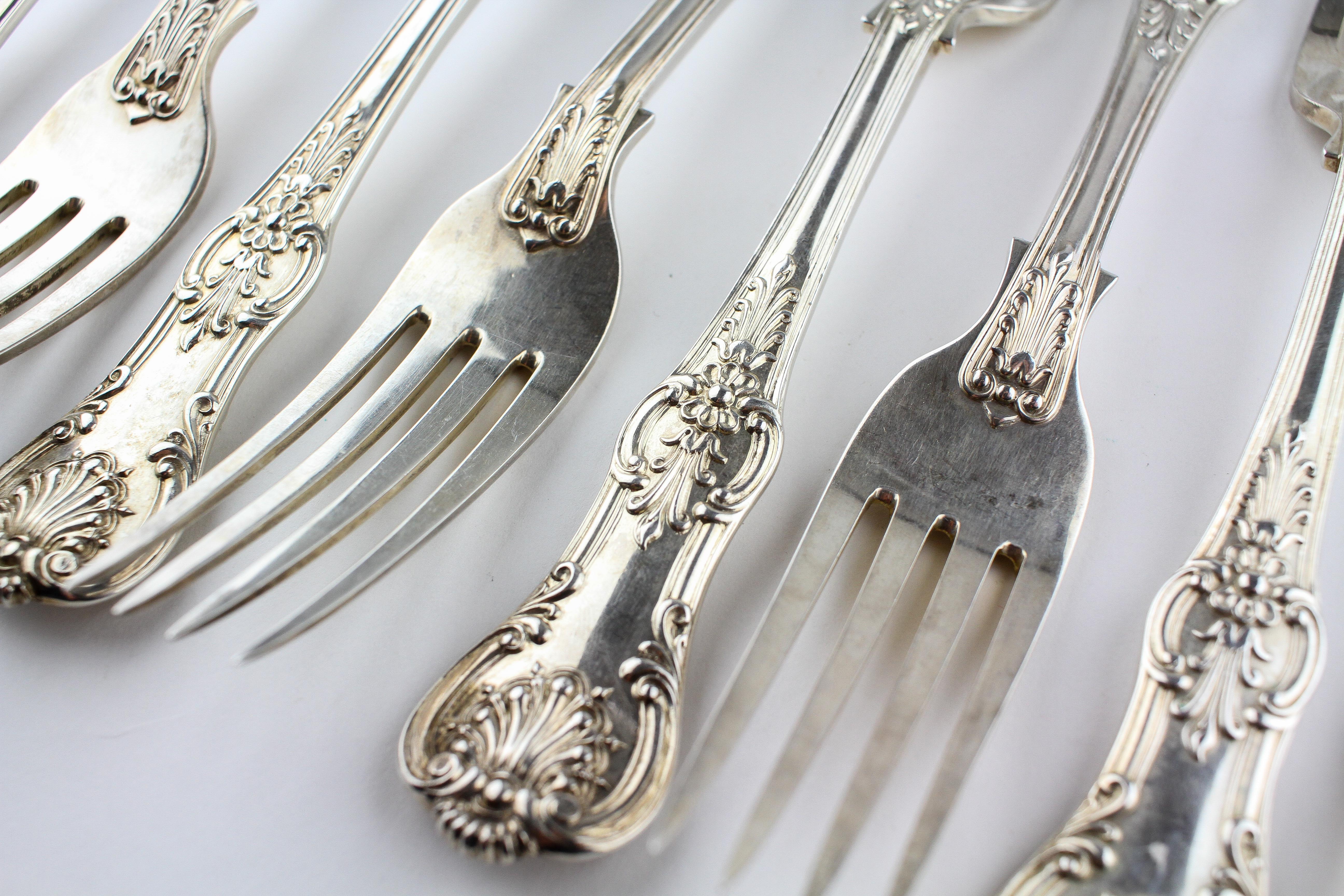 A set of eight early Victorian silver table forks, Queens pattern, each hall marked London 1853, - Image 2 of 3