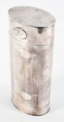 A vintage silver plated cigar humidor of cylindrical form,