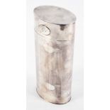 A vintage silver plated cigar humidor of cylindrical form,