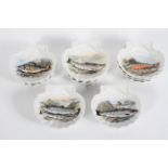 A set of twelve Portmeirion scallop dishes, from the 'Compleat Angler' British Fishes series,