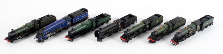 A collection of seven un-boxed Hornby 00 gauge locomotives, to include West Ham United, 61672 R1214,