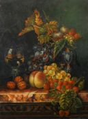 19th century School, Sill Life of fruit and nuts, oil on paper on panel,