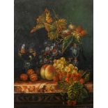 19th century School, Sill Life of fruit and nuts, oil on paper on panel,