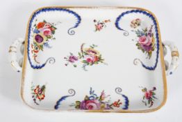 A Sevres style tray, 19th century, of two handled rectangular form,
