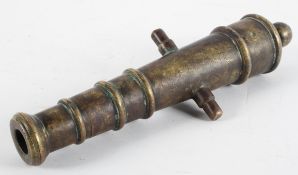 A bronze starting cannon, probably 19th century, stamped WR,