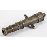 A bronze starting cannon, probably 19th century, stamped WR,