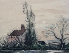 Reg Gammon "The Poplar Tree", circa 1930, watercolour, signed lower right,