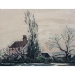 Reg Gammon "The Poplar Tree", circa 1930, watercolour, signed lower right,