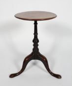 A Georgian mahogany wine or occasional table, the circular top on tripod base,