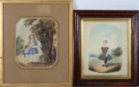 CMWH, Three Children on a lane, watercolour, signed and dated 1850 lower left,