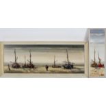 Aquiar Agon, Fishing Boats on a beach, oil on canvas, signed upper right,