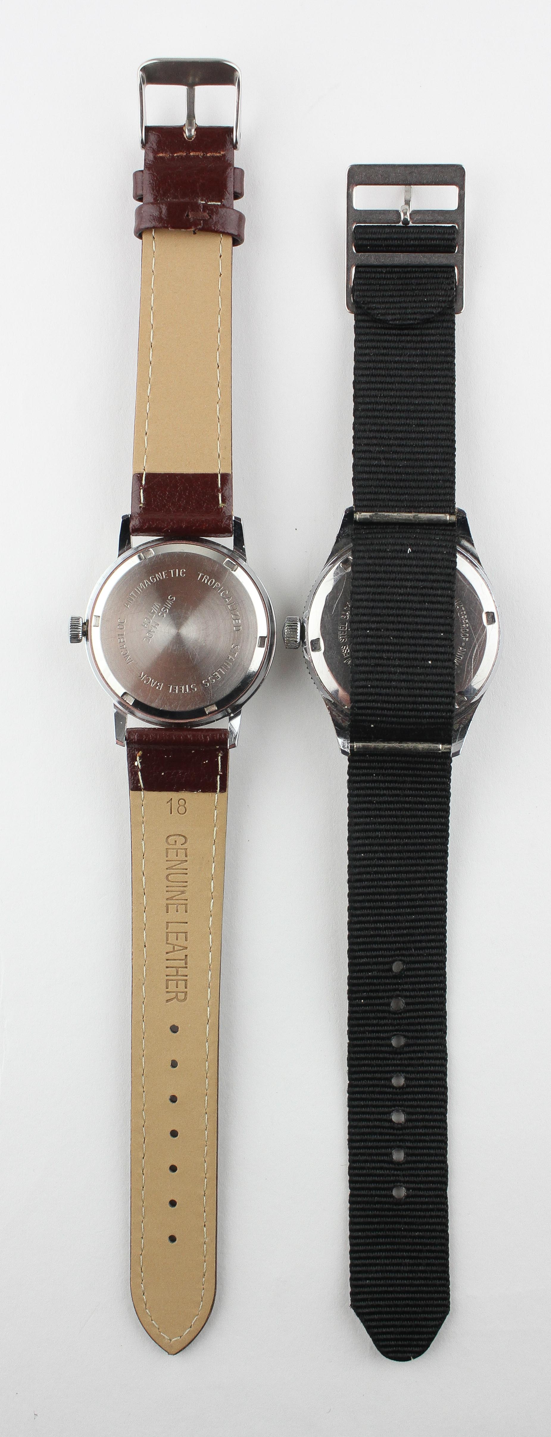 A stainless steel Roamer wristwatch, manual wind movement, brown leather strap. - Image 3 of 3