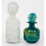 Two Mdina late 20th century glass bottles with stoppers,