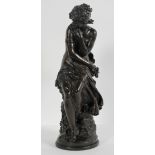 After Moreau, A scantily clad maiden sat on a rocky outcrop, signature, bronzed resin,