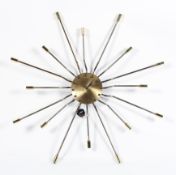 A contemporary Sunburst wall clock/lamp, in the style of George Nelson,