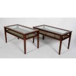 A pair of Edwardian style mahogany and satinwood bijouterie tables, with line inlay,