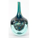 A 1970's Mdina ice cut glass vase, with cased Maltese blue and brown swirls,