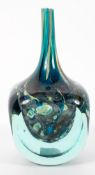 A 1970's Mdina ice cut glass vase, with cased Maltese blue and brown swirls,