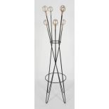 A contemporary sputnik atomic hairpin coat stand, being ebonised with gilt spherical finials,
