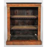 A Victorian walnut and inlaid pier cabinet, with gilt metal mounts and tow shelves,