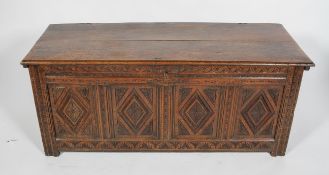 An oak coffer, late 17th/early 18th century,
