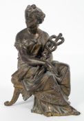 19th century school, A classical maiden or goddess holding a caduceus, bronze,