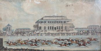 James Pollard (British) (1792 - 1867), 'Doncaster Racecourse', hand coloured aquatint,