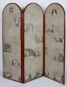 A mahogany framed three fold screen,