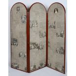 A mahogany framed three fold screen,